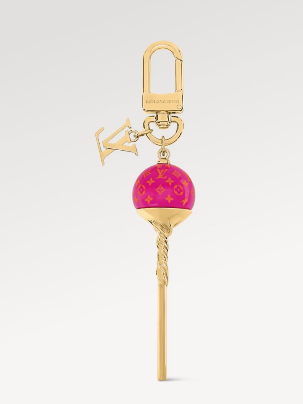 Louis Vuitton Lv sweets Gold-Tone Key Charm with Pink Monogram Lollipop - Picture 3 of 8